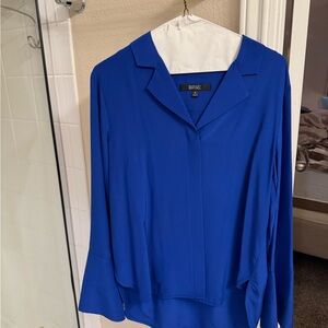 NWOT Badgley Mischka 100% Silk Women's Blue Cuffed Blouse